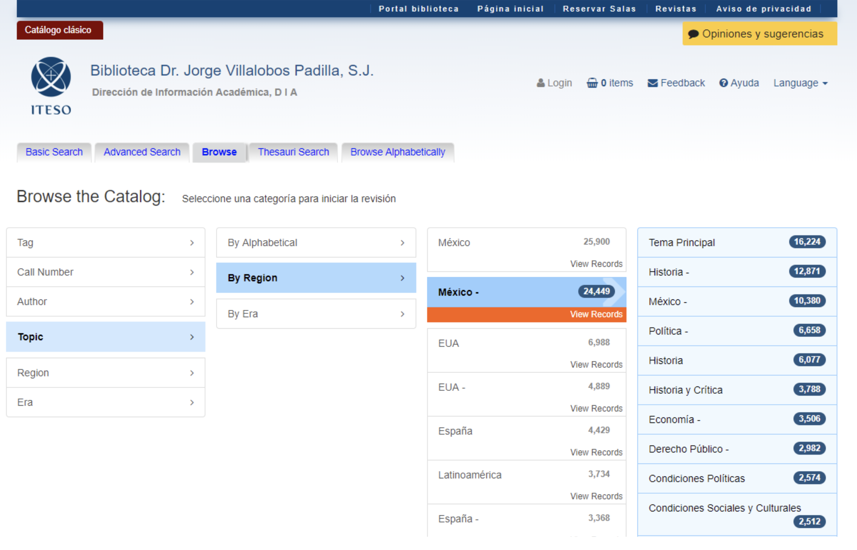 OPAC's Discovery Search Interface. Browse section.