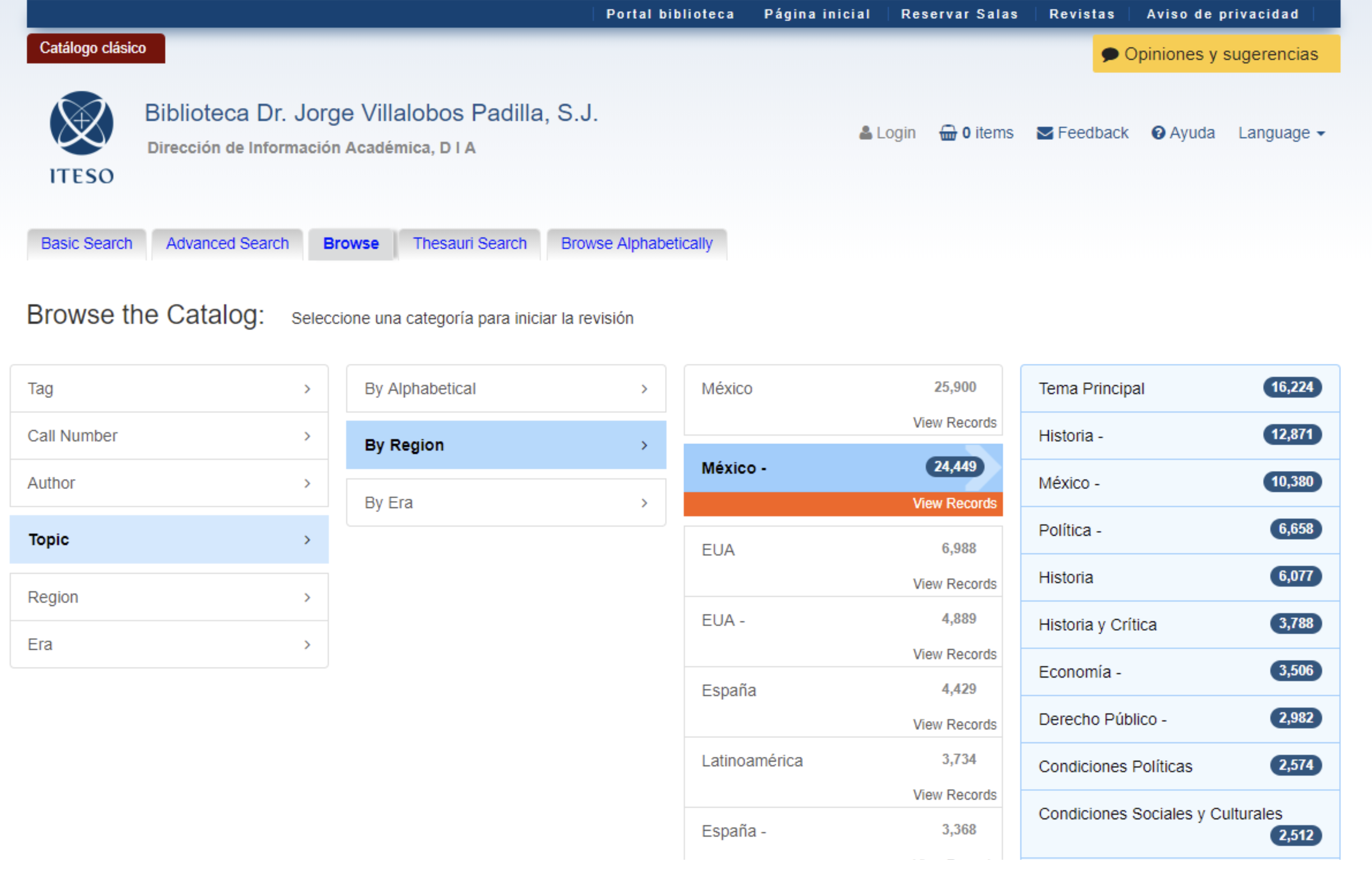 OPAC's Discovery Interface. Browse section page.