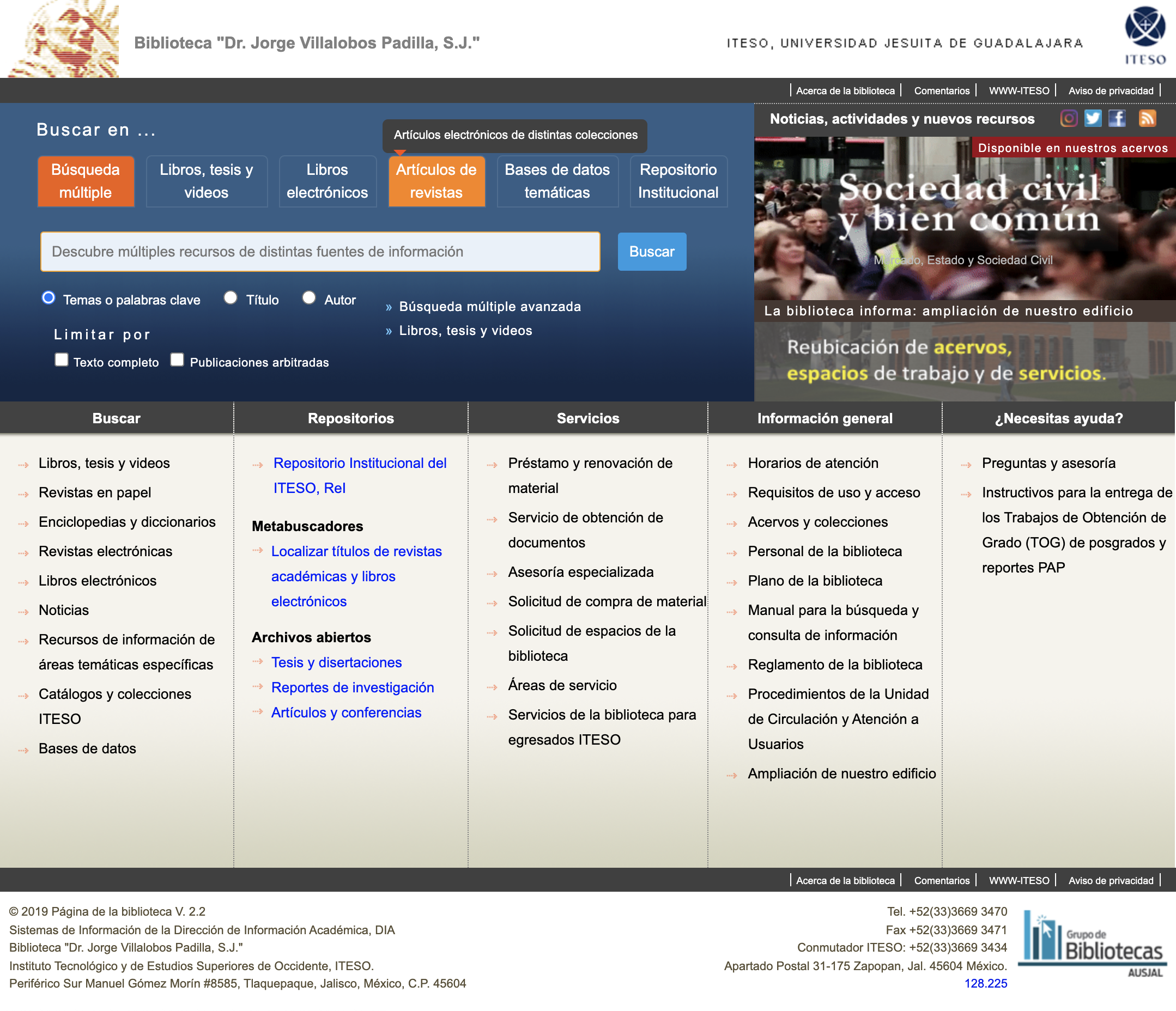 Front Library’s Web portal